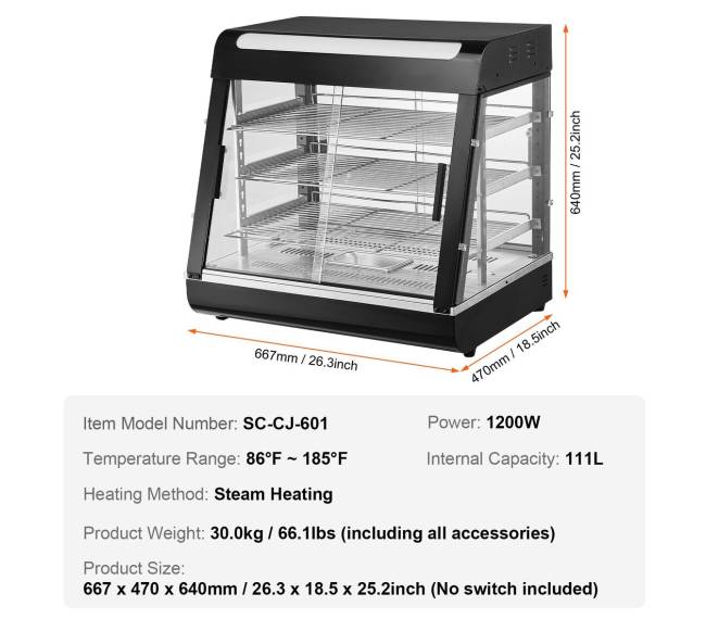 3 lygių maisto šildytuvas su apšvietimu6