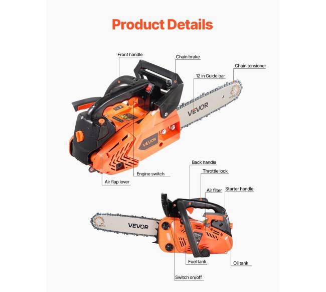 25 cc benzininis grandininis pjūklas 12 cm medienai2