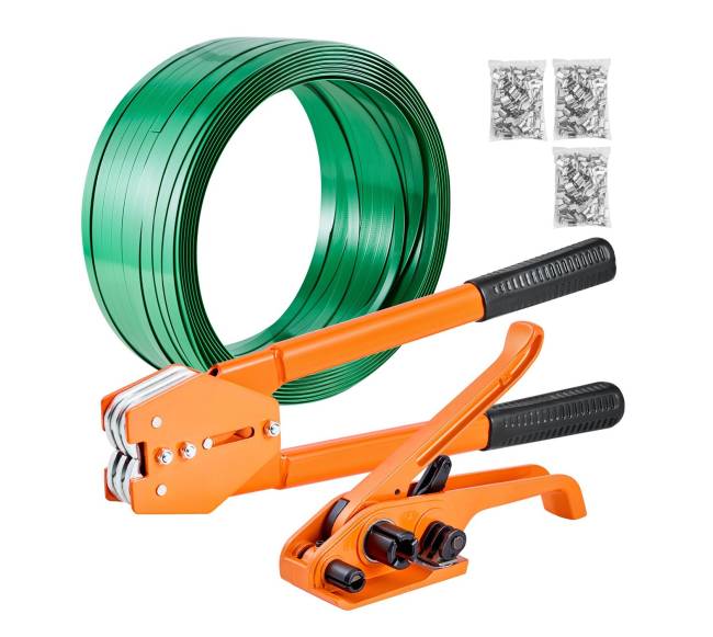 Plastikinė juostos įtempimo rinkinys su įrankiais ir 305 m be juostos0