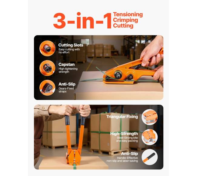 Plastikinė juostos įtempimo rinkinys su įrankiais ir 305 m be juostos3