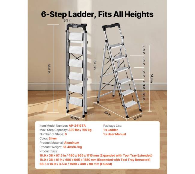 6 pakopų sulankstoma aliuminio kopėčios1