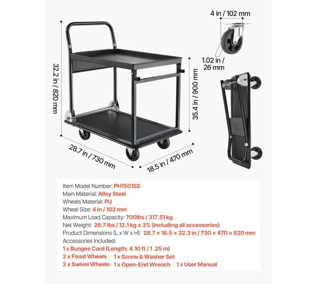 Sulankstomas vežimėlis, 317.51 kg, dvi platformos6