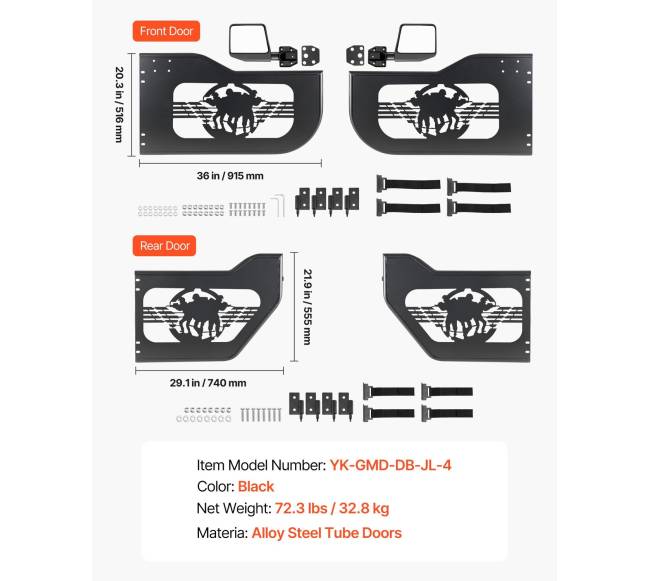 Jeep Wrangler ir Gladiator vamzdinės durys5