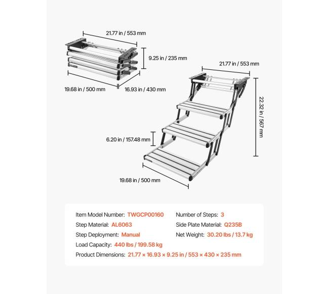 3 pakopų ištraukiamos RV laipteliai6