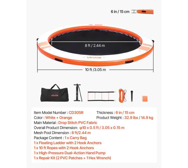 Pripučiama plūduriuojanti platforma 3.05 m6