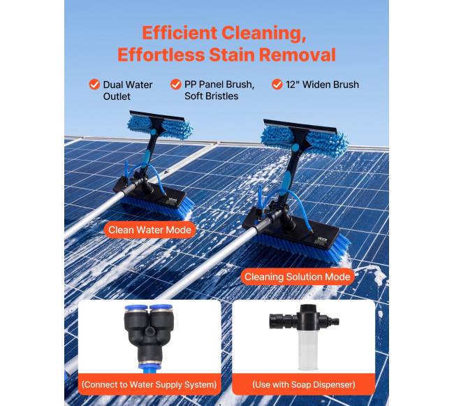 Saulės baterijų valymo rinkinys su teleskopiniu kotu1