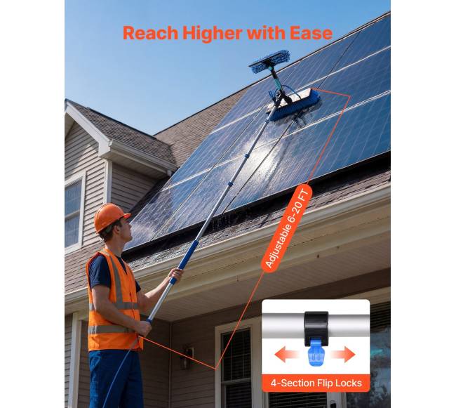 Saulės baterijų valymo rinkinys su teleskopiniu kotu3