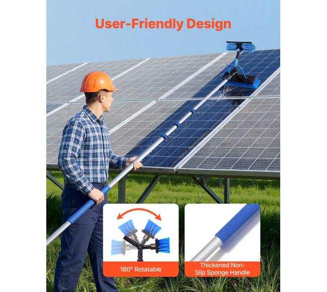 Saulės baterijų valymo rinkinys su teleskopiniu kotu5