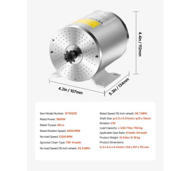 1800W elektrinis variklio komplektas su valdikliu6