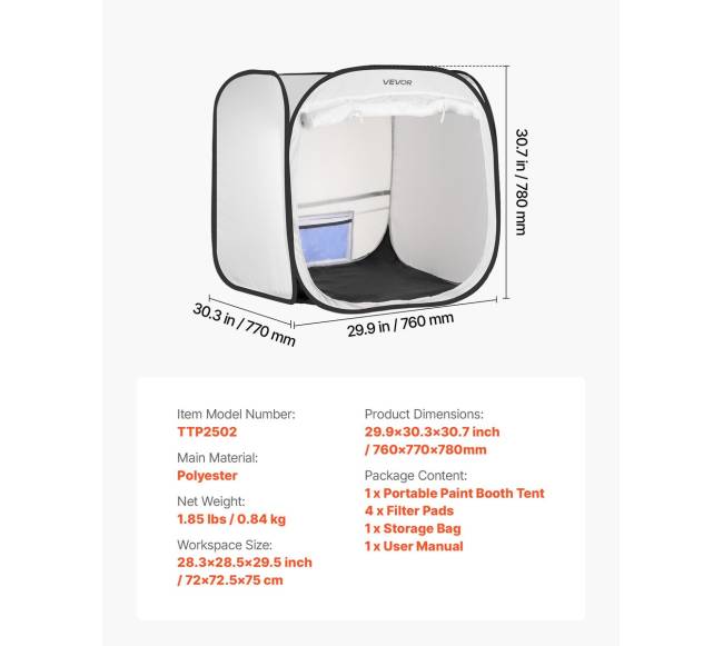 Nešiojama dažymo palapinė su tinkliniu duru6