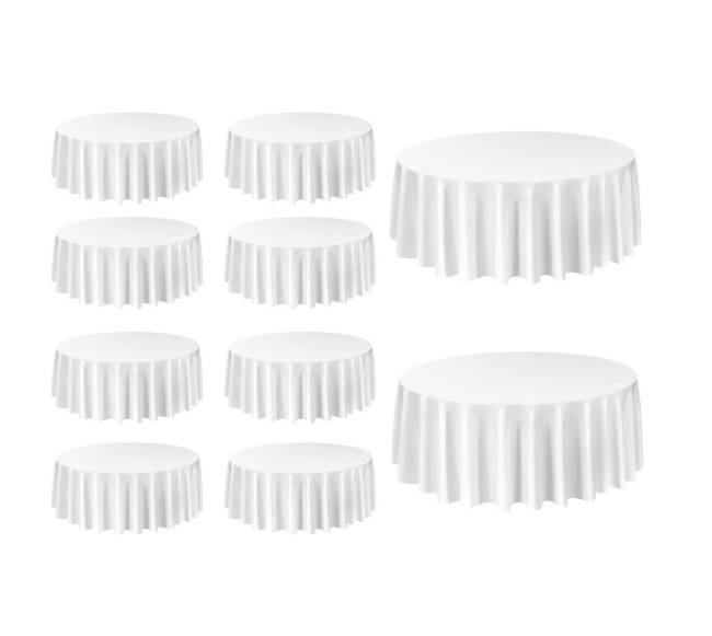 Baltos apvalios staltiesės, 10 vnt, 3 metrai10