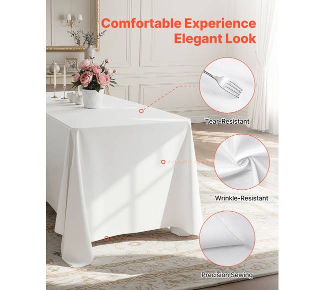 Stačiakampiai balti staltiesės, 10 vnt., 152 x 259 cm2