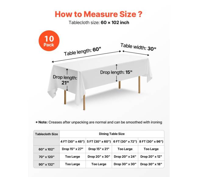 Stačiakampiai balti staltiesės, 10 vnt., 152 x 259 cm4