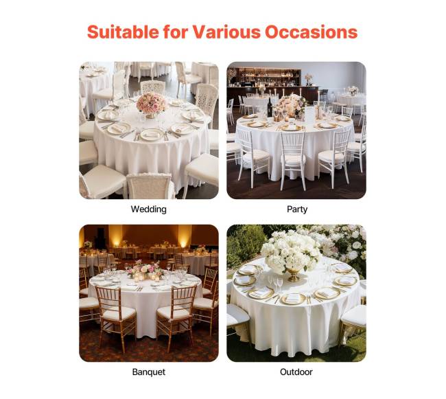 Apvalūs balti staltiesės 6 vnt, 335 cm6