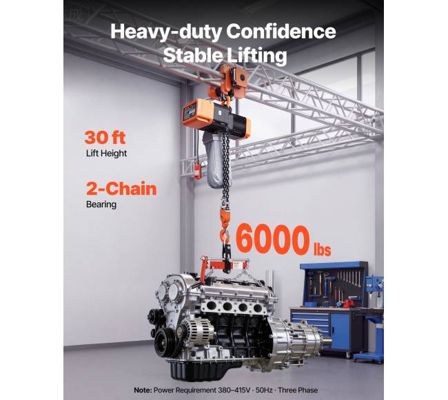 Elektrinis 2721 kg grandininis keltuvas, 9.1 m aukštis1