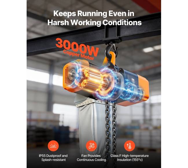 Elektrinis 2721 kg grandininis keltuvas, 9.1 m aukštis5