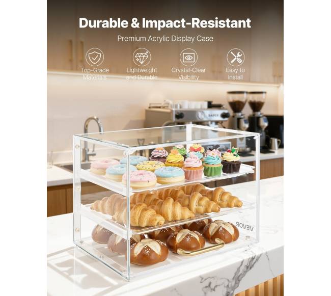 Kepinių vitrinos dėžutė su 3 lentynomis1