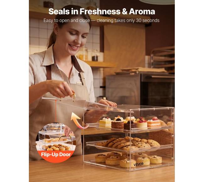 Kepinių vitrinos dėžutė su 3 lentynomis3