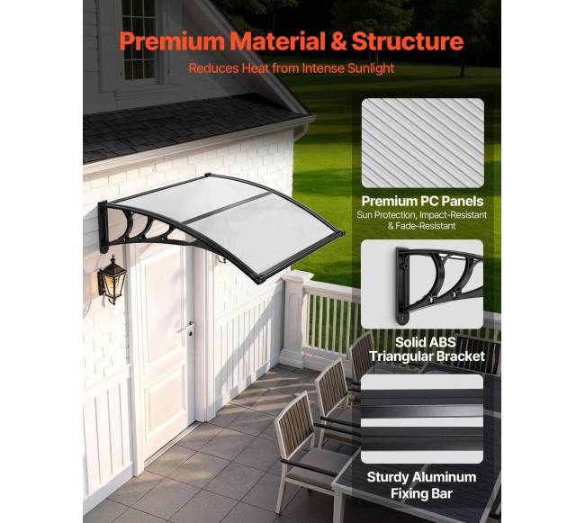 Prieangio durų stogelis 96x102 cm3