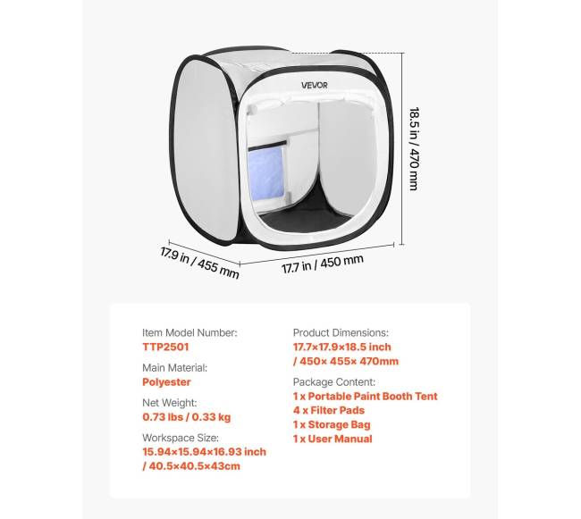 Nešiojama dažymo palapinė su tinkleliu6