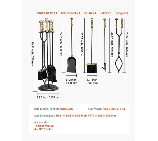 Židinio įrankių rinkinys su penkių dalių laikikliu6