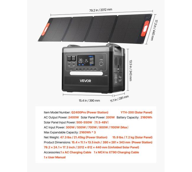 Nešiojama saulės baterija 2400W6