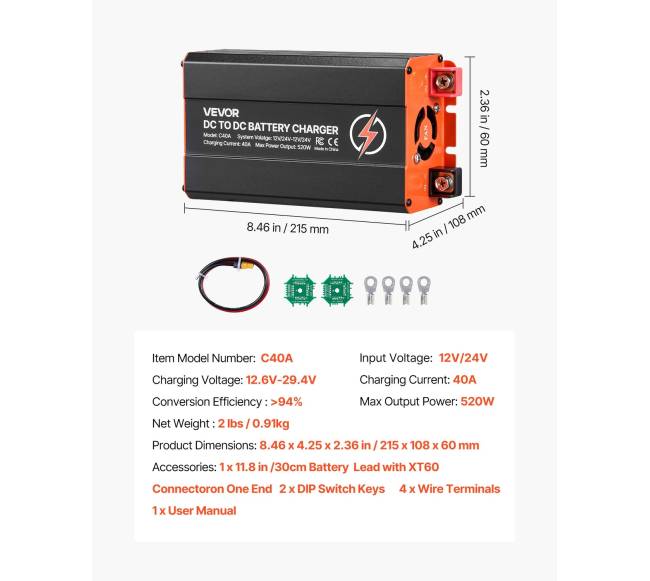 DC į DC akumuliatoriaus įkroviklis 520W 40A6