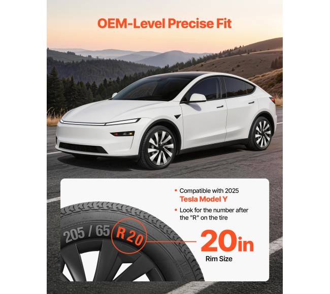 Tesla Model Y 2025 ratų gaubtai, 20 cm1