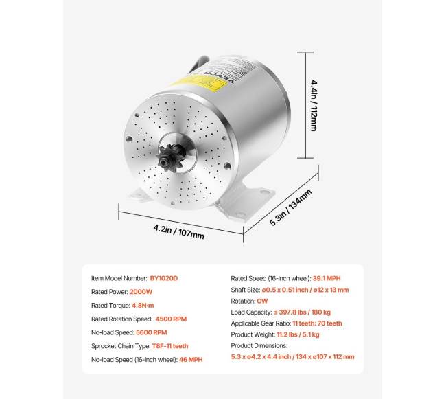 2000W elektrinis bešepetėlinis nuolatinės srovės variklio rinkinys6