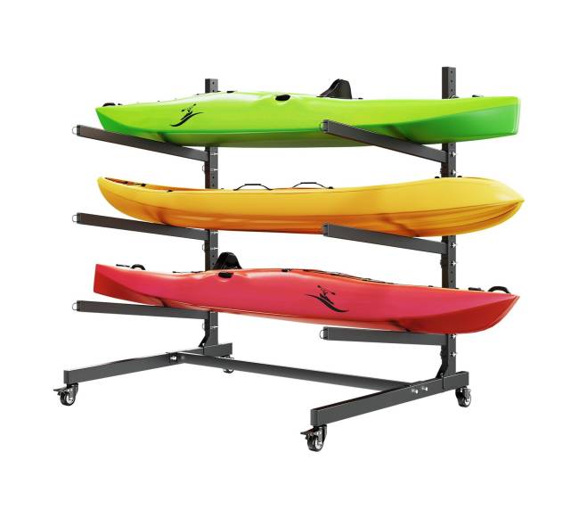 Trijų baidarių laikiklis su reguliuojamomis rankomis0