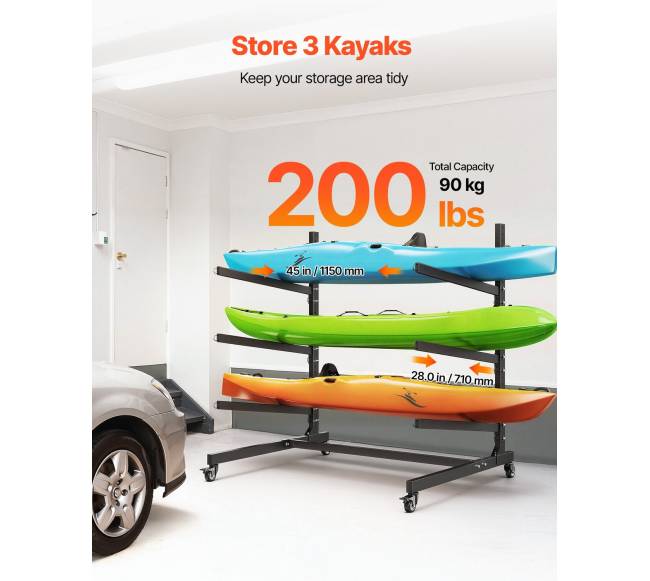 Trijų baidarių laikiklis su reguliuojamomis rankomis1