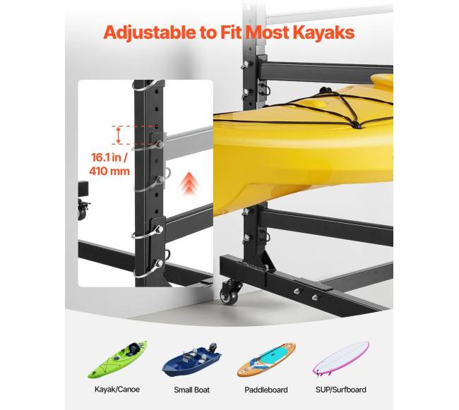 Trijų baidarių laikiklis su reguliuojamomis rankomis2