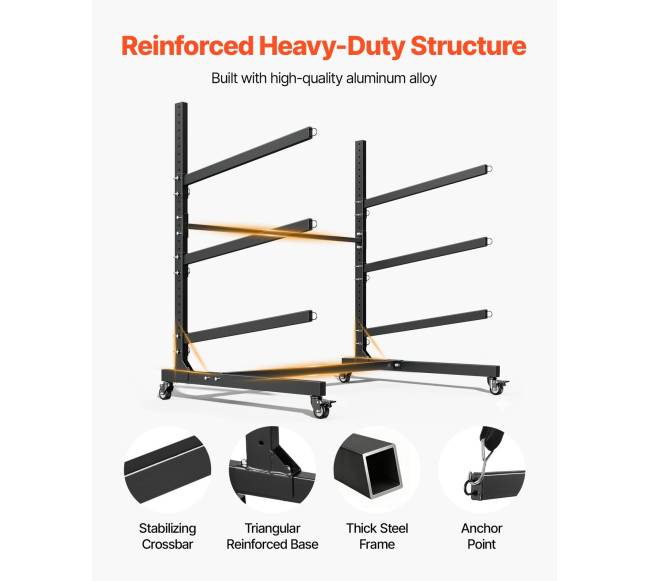 Trijų baidarių laikiklis su reguliuojamomis rankomis3