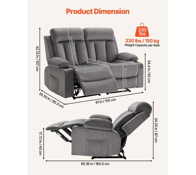 Elektrinė dvivietė sofa su masažu ir USB2