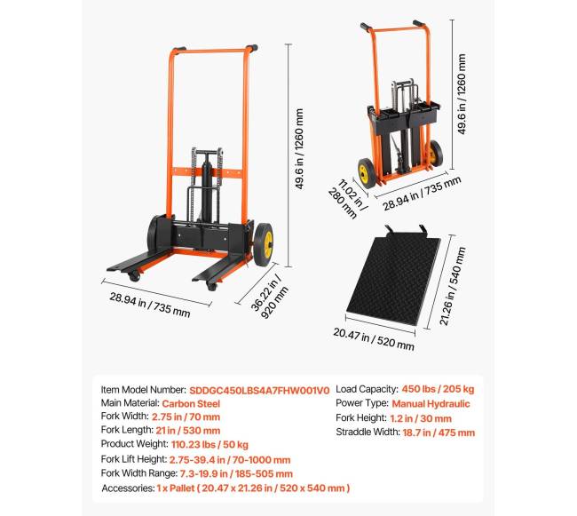 Hidraulinis keltuvas su keltuvu, 205 kg apkrova6
