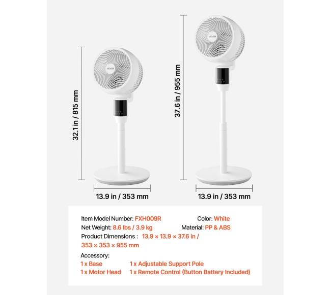 23 cm pjedestalo ventiliatorius su DC varikliu5