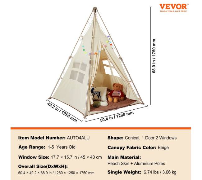 Vaikiška palapinė teepee su kilimu6