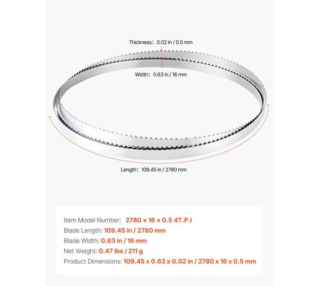 Juostinis pjūklas 2780 mm ilgio, 4 TPI6