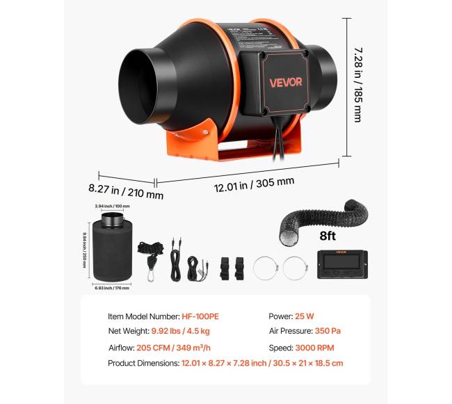 Ortakių ventiliatoriaus komplektas su anglies filtru, 349 m³h6