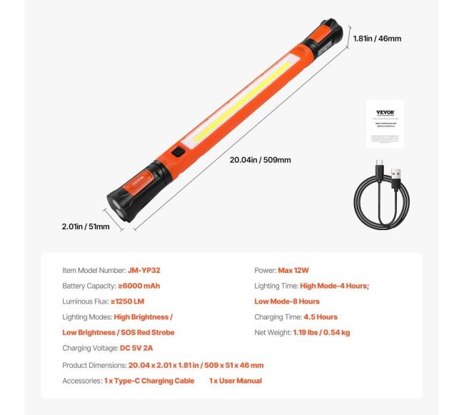 Pakabinamas LED darbinis šviestuvas su magnetu6