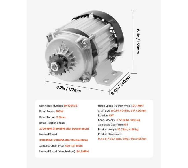 500W elektrinis bešepetėlinis DC variklio rinkinys6