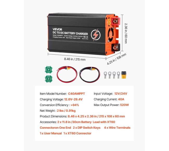 DC į DC įkroviklis su MPPT, 520W, 40A6