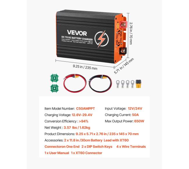 DC į DC įkroviklis su MPPT, 650W, 50A6