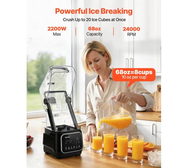 Virtuvinis blenderis su ekranu 2L, 2200W, juodas1