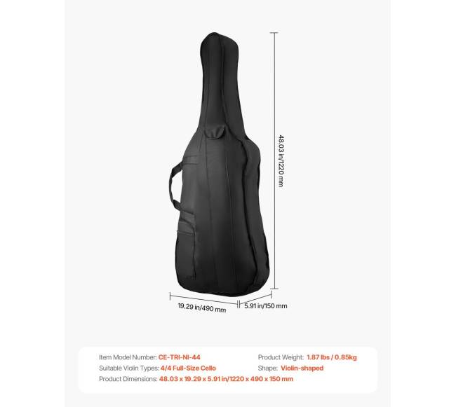 Nešiojamas kompozitinis 44 dydžio violončelės dėklas6
