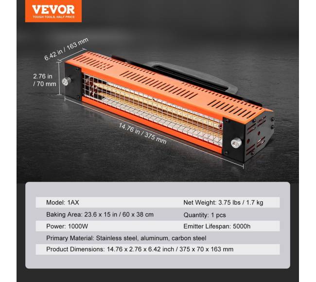 Rankinis infraraudonųjų spindulių dažų džiovinimo lempa 1000W6