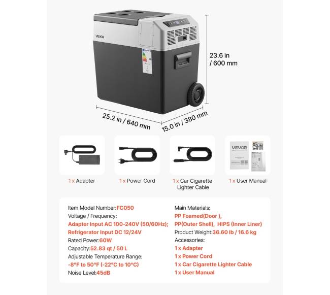 12 voltų automobilinis šaldytuvas 50L6