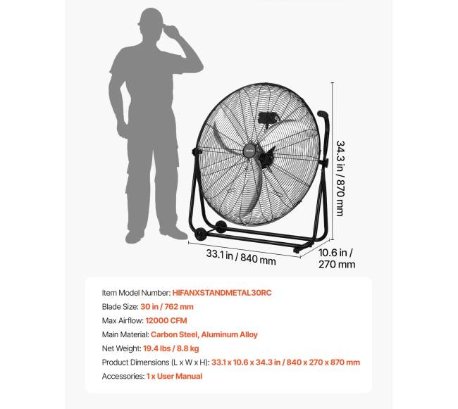Pramoninis 762 mm būgninis ventiliatorius, 12000 CFM6
