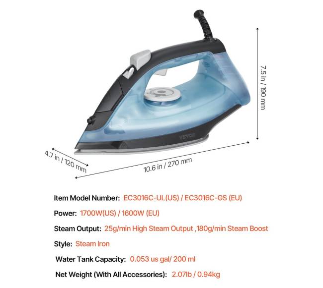 Garmentų garų lygintuvas 1600W6