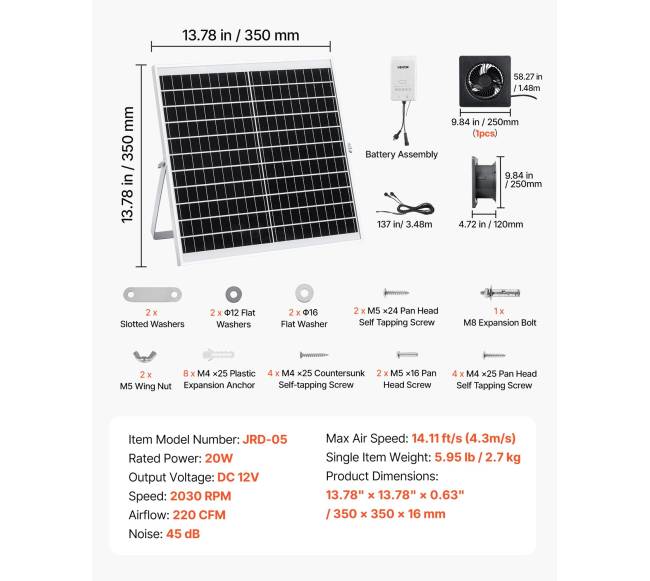 Saulės energijos ventiliatorius 20W 220 CFM6